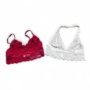 Wacoal Lace Bralette Duo - Red & White NWOT